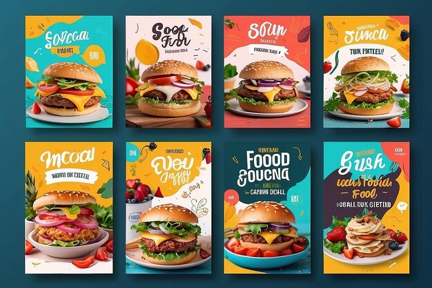 Delicious Food Social Media Banners Template Postagem promocional nas redes sociais