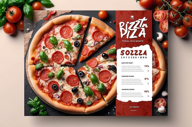 Foto delicious pizza social-media-post-vorlagen-design für eine köstliche pizza
