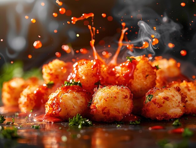 Foto delicious tater tots fotografía explosión sabores estudio iluminación estudio fondo bien iluminado colores vibrantes enfoque agudo alta calidad artística única fotografía galardonada