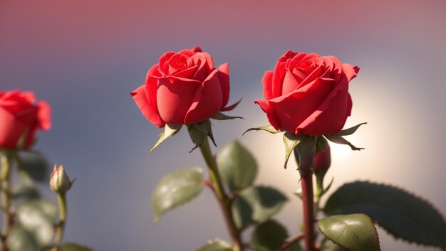 Delikate rote Rose in voller Blüte