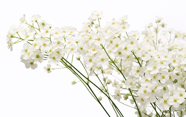 Delikate Schönheit Nahaufnahme der weißen Gypsophila auf weißem Hintergrund