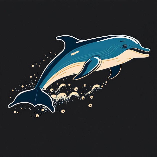 Delphin springt mit Blasen im Maul aus dem Wasser generative KI