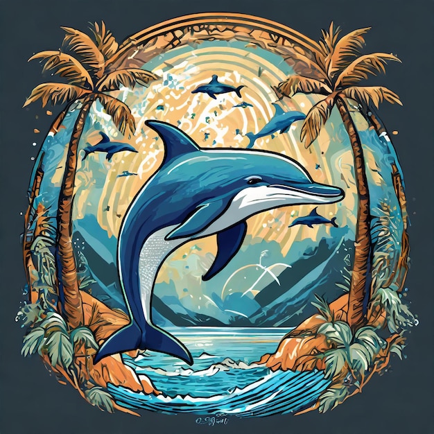 Delphin-T-Shirt Grafik-Design-Vektorillustration