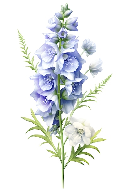 Delphinium bonito no fundo branco