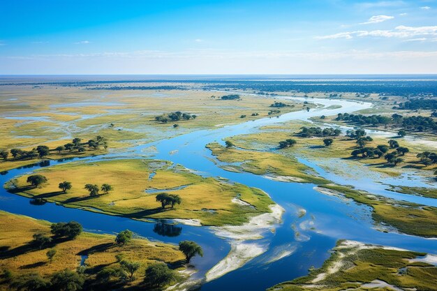 Foto delta de botswana desde el avión no tripulado