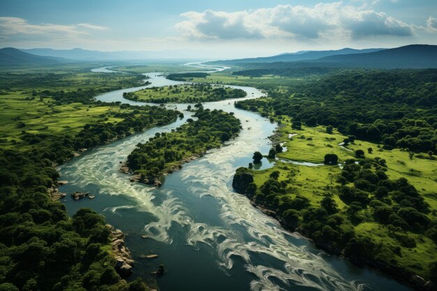 delta do rio a vista de pássaro AI gerador