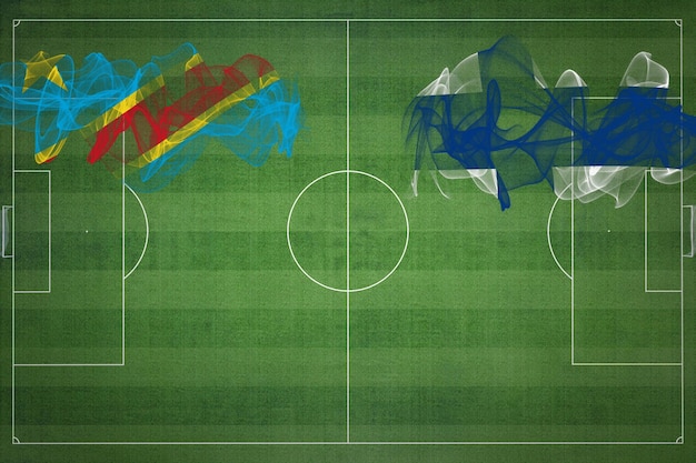 Demokratische Republik Kongo vs. Finnland Fußballspiel Nationalfarben Nationalflaggen Fußballplatz Fußballspiel Wettbewerbskonzept Kopierraum