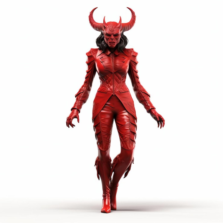 Foto demônio feminino seductor 3d isolado em imagem de fundo branco