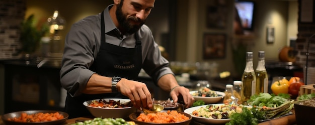 Foto demonstração de culinária mostrando papel de parede rápido