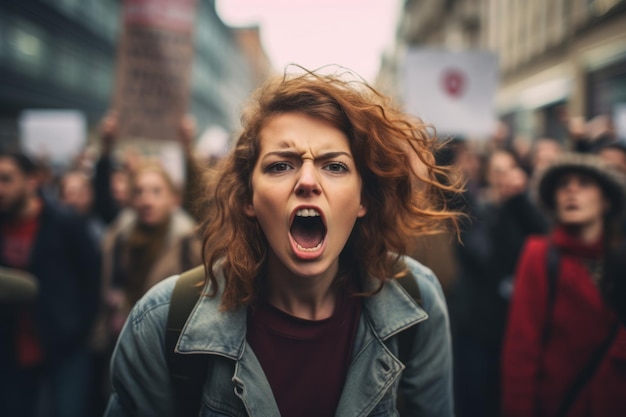 Demonstrant hält ein Schild hoch, um seine Wut gegen soziale Probleme zum Ausdruck zu bringen