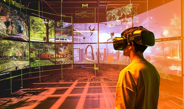 Foto demonstration des gebrauchs der virtuellen realität