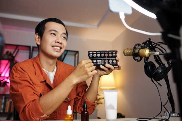 Demostración de la paleta de sombras de ojos en la cámara