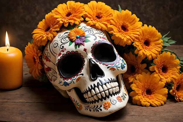 Den Seelentag der Toten im künstlerischen Sugar Skull einfangen