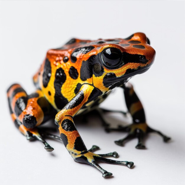 Foto dendrobates leucomelas, rana venenosa de banda amarilla