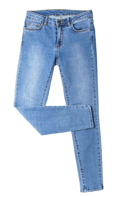 Denim isolado em jeans de fundo branco isolado sobre um modelo de espaço de cópia branco