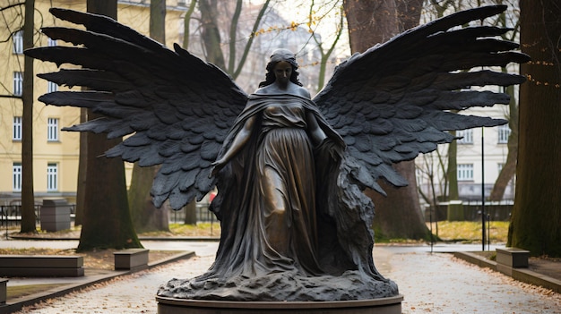 Foto denkmal des alten engels auf dem friedhof