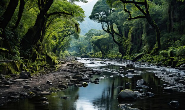 Denso bosque verde en un día de verano enfoque suave selectivo