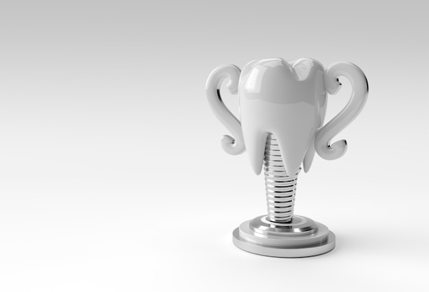 Foto dental trophy modell des prämolarenzahns 3d-rendering.