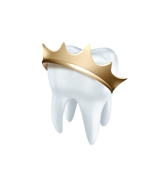 Dente 3D com coroa de ouro