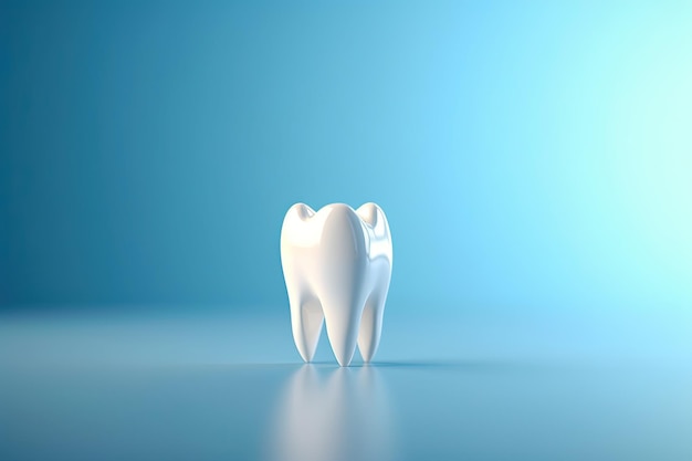 Dente branco 3D em fundo azul