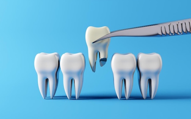 Dente branco saudável e dente de periodontite Saúde bucal e dentes de inspeção dentária Ferramenta de dentista médico cuidados de saúde de crianças