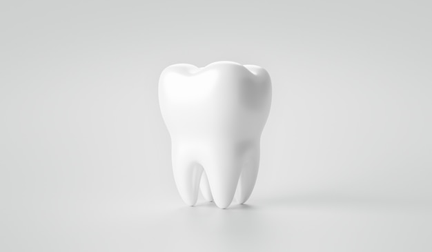 Dente de renderização 3d em fundo branco