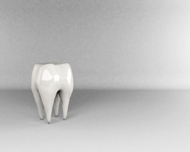 Foto dente de renderização 3d em fundo cinza