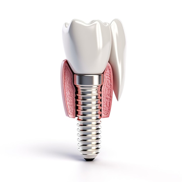 Dentes de implantação dentária com parafuso de implante