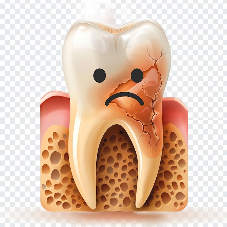 Foto dentes insalubres personagem cuidado bucal higiene restauração dentária conceito ilustração vetorial de desenho animado
