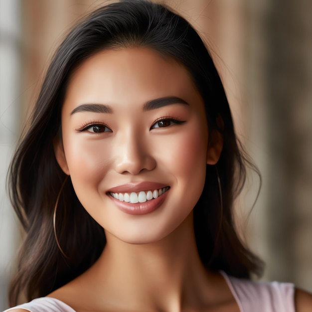 Foto dentes sanos perfectos sonrisa de una mujer joven en un dentista blanqueo de dientes cuidado dental estomatología