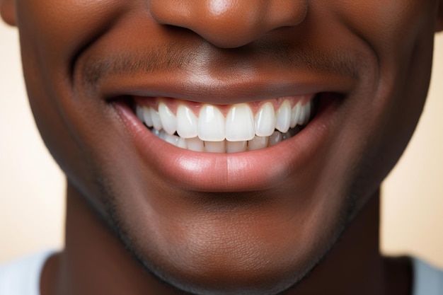 Dentes saudáveis perfeitos sorriso de um jovem dentes branqueamento