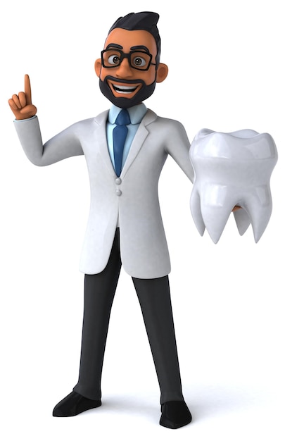 Dentista indiano dos desenhos animados 3D divertidos
