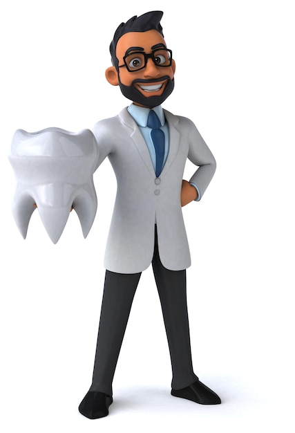 Dentista indiano dos desenhos animados 3D divertidos