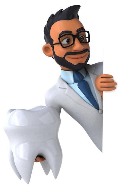 Dentista indiano dos desenhos animados 3D divertidos