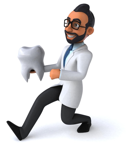 Dentista indiano dos desenhos animados 3D divertidos