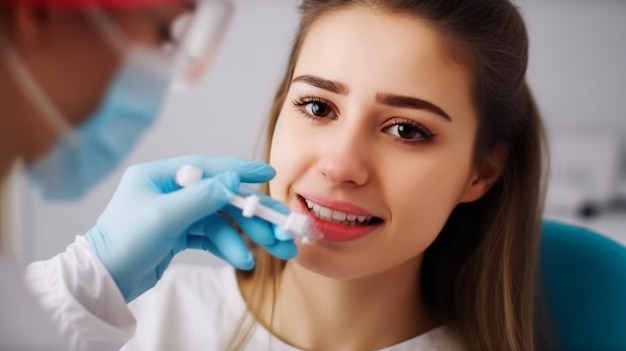 Dentista Mulher clareamento dental clínica odontológica