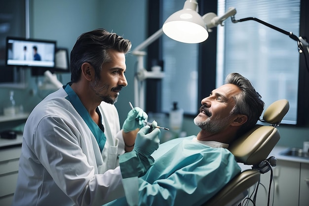 Dentista no processo Serviços dentários consultório dentário tratamento dentário