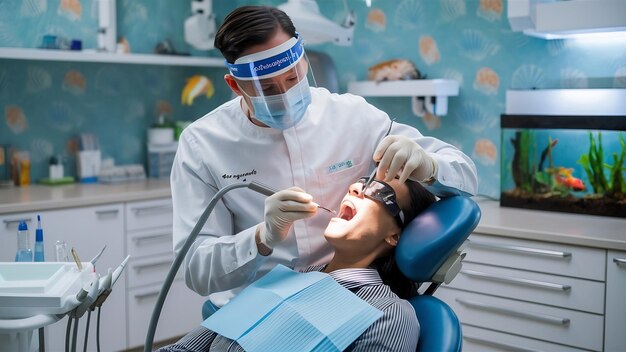 Dentista con paciente en una visita