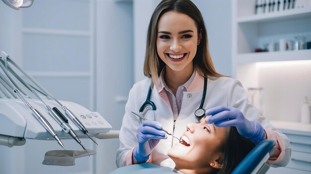 Una dentista sonriente en el trabajo