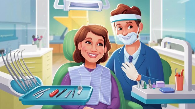 Foto en un dentista con una sonrisa