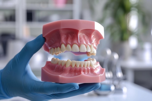 Foto los dentistas utilizan modelos para las consultas y tratamientos dentales