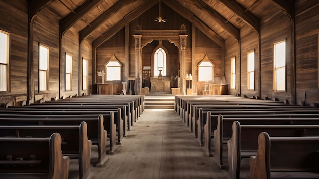 Dentro de una antigua iglesia de la ciudad minera de Bodie, California