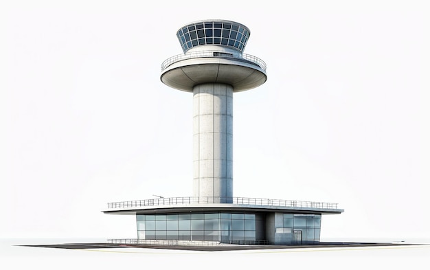 Foto dentro del centro aeroespacial de las torres de control sobre un fondo blanco