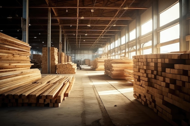 dentro de la fábrica de madera situación fotografía profesional Generado por IA