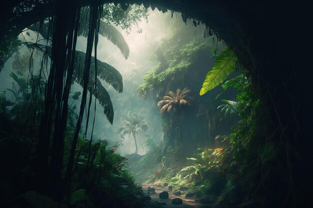 Dentro de una selva tropical