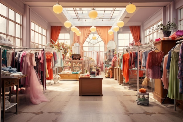 dentro de la tienda de ropa de mujer