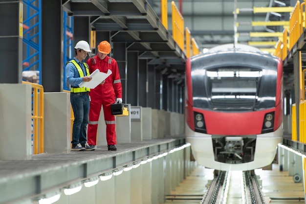 Depois que o trem elétrico está estacionado na oficina de reparação de trens elétricos, o engenheiro de trens elétricos