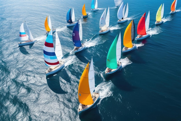 Foto deporte acuático de navegación azul competición de vela regata de mar carrera de veleros yate viento náutico