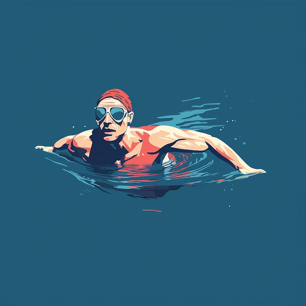 Foto deportes de natación al estilo de ilustración vector mínimo simple