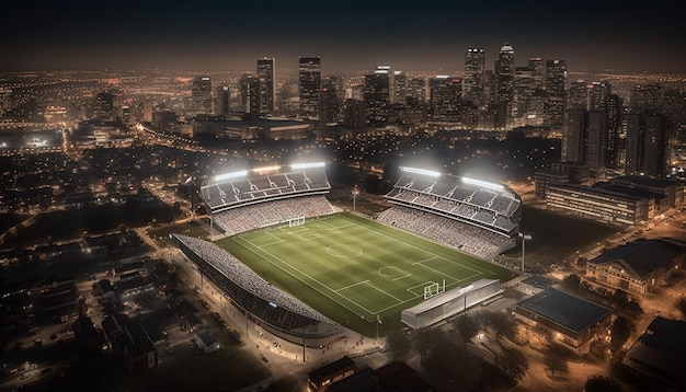 Los deportes nocturnos iluminan el horizonte de la ciudad con el fútbol competitivo y el fútbol generado por la IA